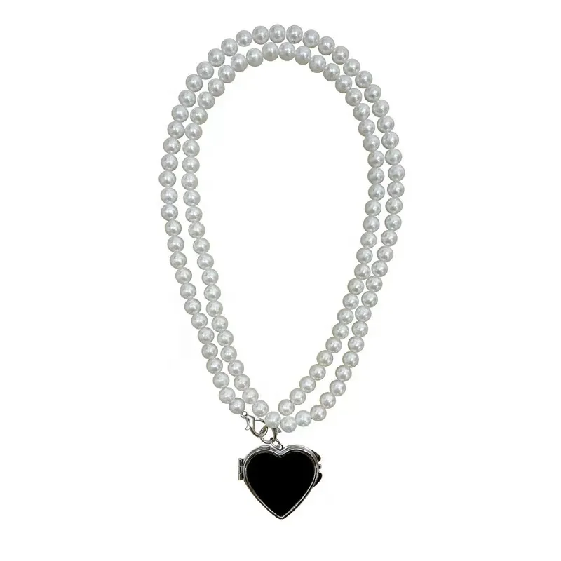 

Trendy small mirror love small bag string pearl personality fashion collocation messenger bag mini chain decoration bag