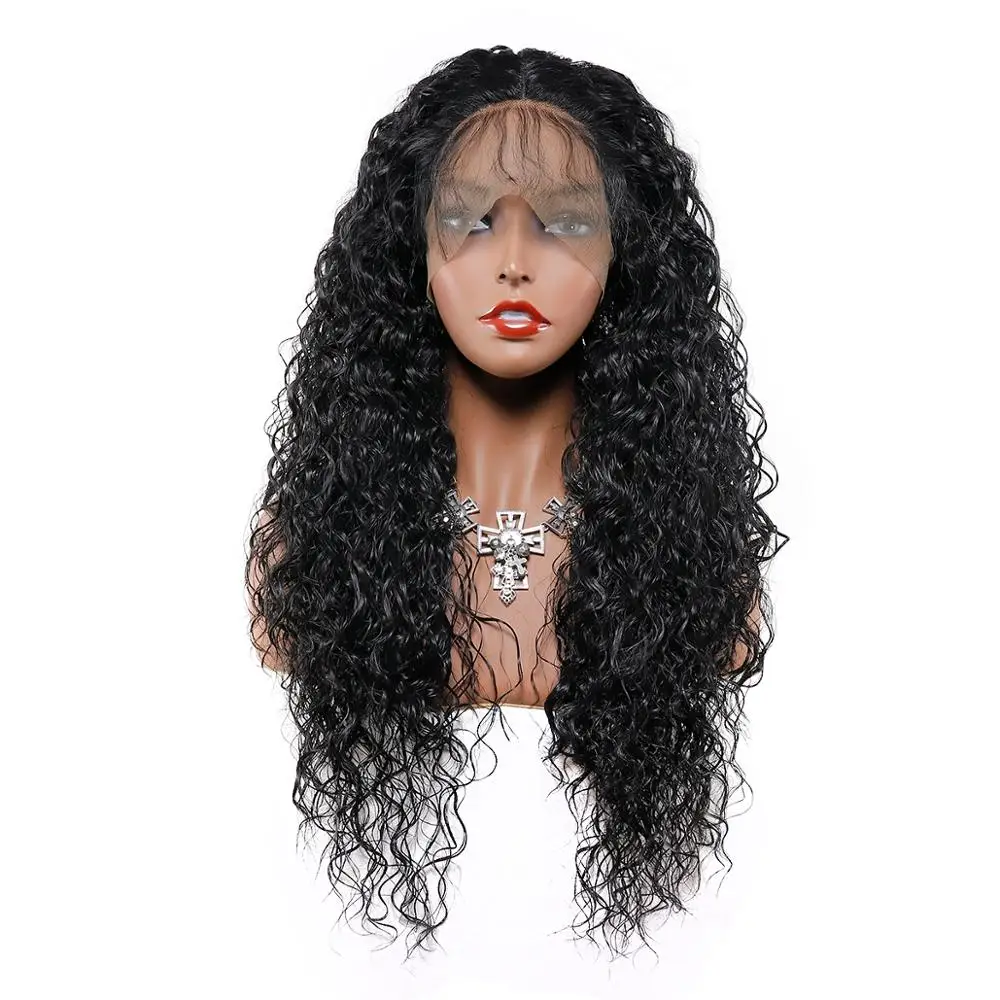 

Curly Hair Lace Front Wigs Synthetic Long Wigs Heat Resistant Fiber Hair for Black Women 26 Inch Curly Black Color Hair