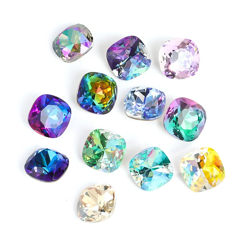 

Dongzhou Multicolor 6mm-12mm Glass Crystal Pointed Back Stone Square Shape Fancy Stone DIY Nail Art Accessories