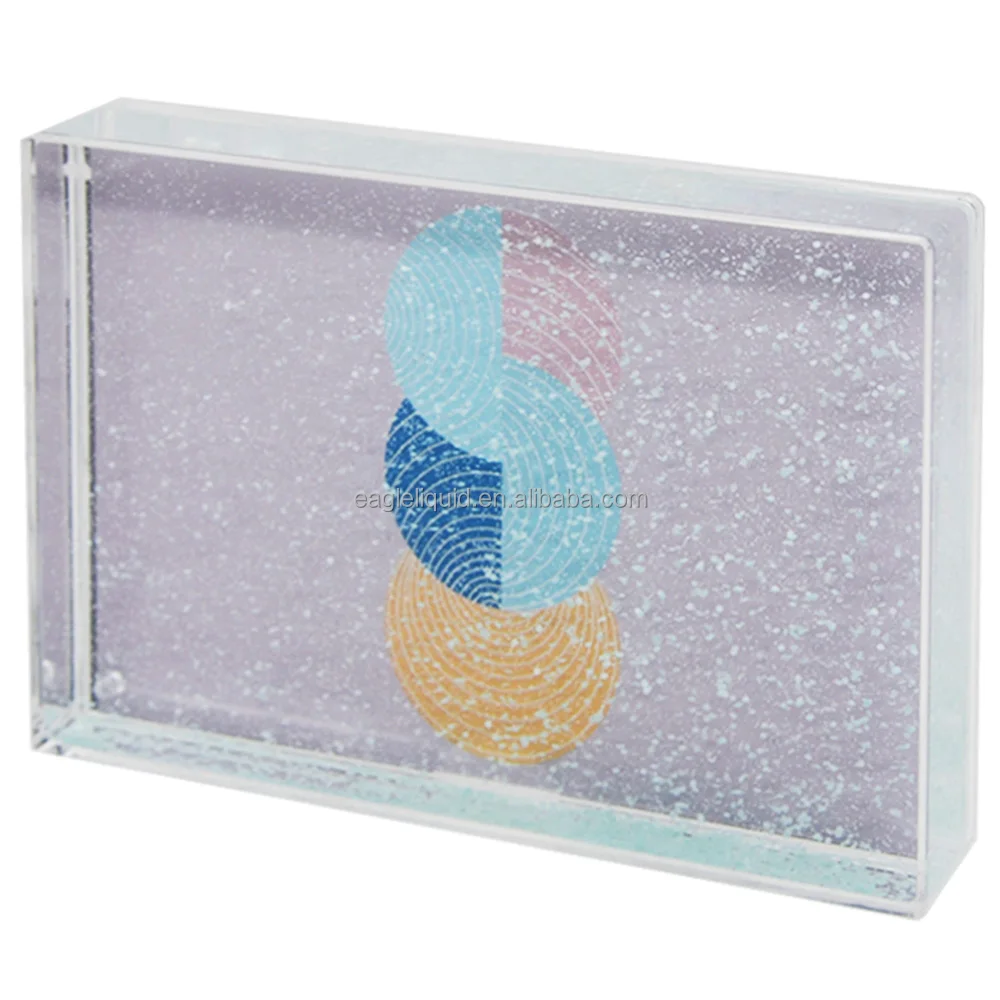 

Custom snow floating acrylic picture photo frame sets christmas gift liquid glitter photo frame