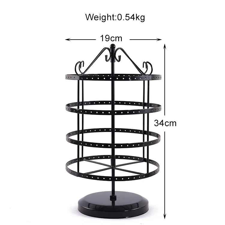 

Wholesale 4-Tier Circle 192 Holes Metal Jewelry Display Earring Holder, Black, white, pink, brass