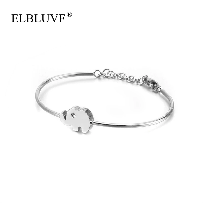 

ELBLUVF Free Shipping Trendy 316L Stainless Steel Gold Rose Gold Plated Animal Elephant Zircon Bracelets For Women, Gold /silver/rose gold