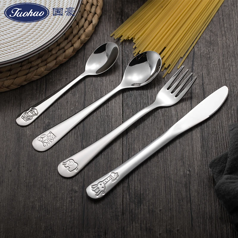 

Kids Mirror Silverware Set, 18/10 Stainless Steel Baby Flatware Set Cute ,Children Cutlery Set For 4 PCS, Silver