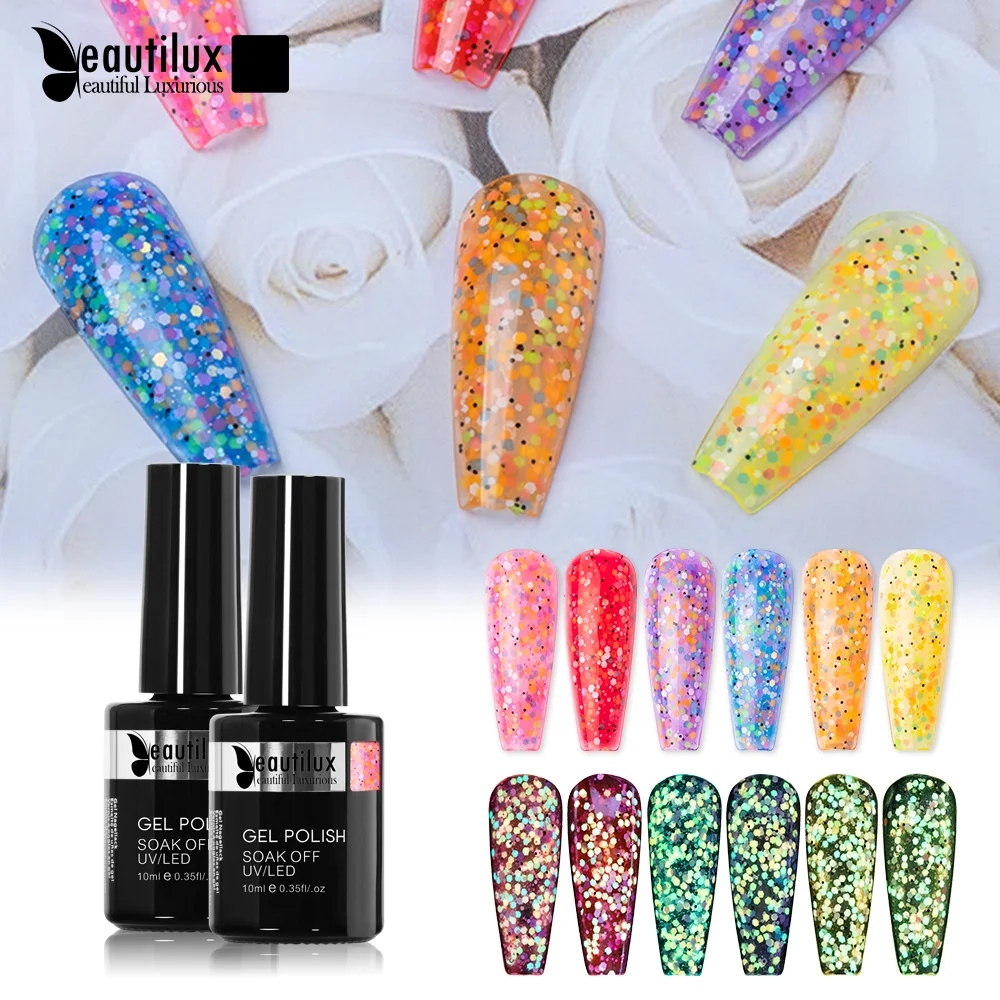 

Beautilux Firefly Nail Gel Polish Luminous Glow in Dark Flourscent UV LED Semi Permanent Sequins Lacquer Varnish 10ml 3 Years