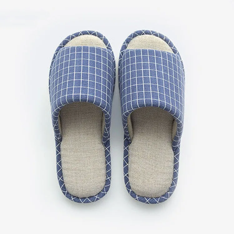 

Home spring and autumn cotton linen slippers female summer lovers indoor home soft bottom linen slippers male