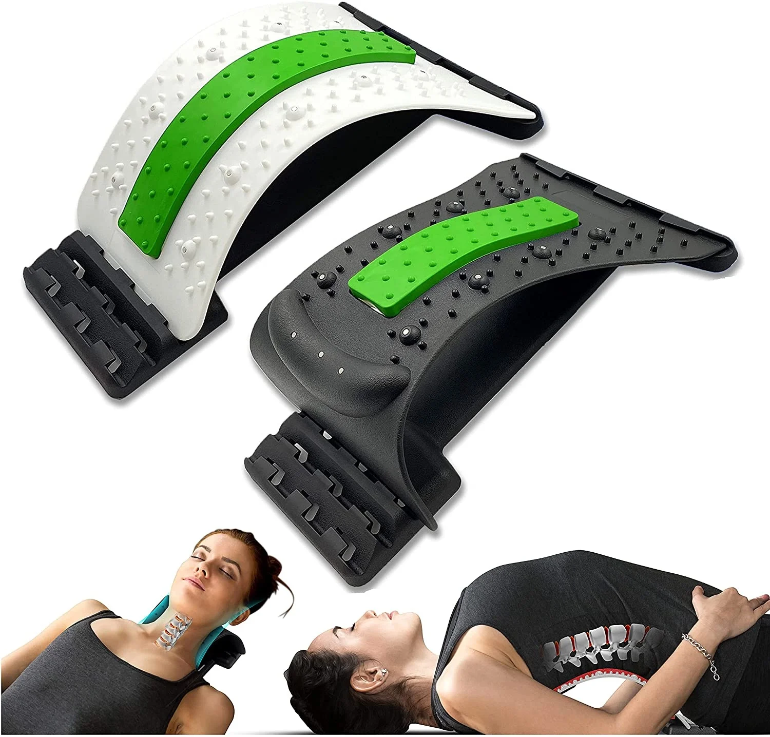 

Silicone Pad Straps Magnetic 3 Levels  All Neck And Back Stretcher, Black/white