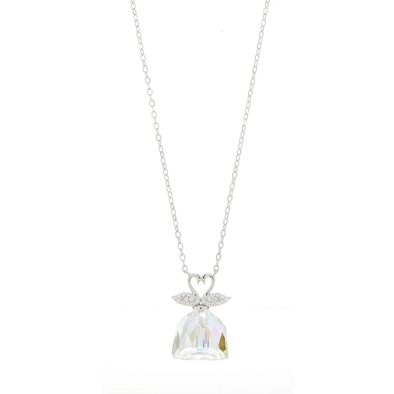 

Exquisite fashion Two Swans Cut Crystal 925 Perfume Necklace Sterling Silver Chain Bottle Pendant Jewelry, Picture shows