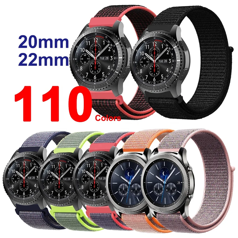 

Tschick 20mm 22mm Nylon Sport Loop Hook Smartwatch Replacement Strap Bands with Adjustable Closure, for Galaxy Watch 42mm 46mm, Multi-color optional or customized