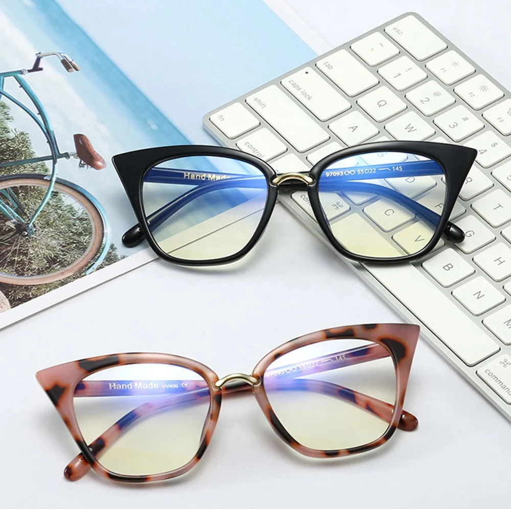 

2021 new luxury cateye shaped photochromic anti blue light glasses for woman
