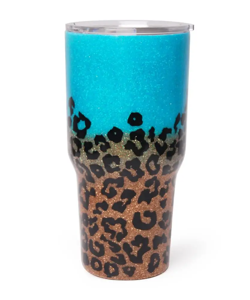 

Wholesale 30oz Epoxy Glitter Cup Handmade Mint Leopard 30oz Tumblers Blue Double Wall Vacuum Cup DOM1061172