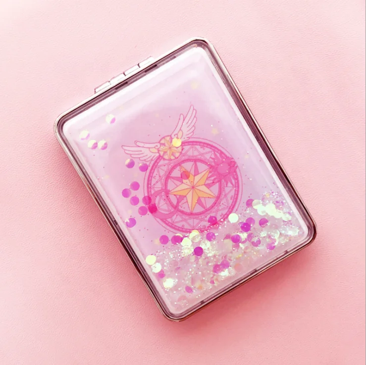 

Liquid Quicksand Cat Paw Foldable Mirror Starry Night Cardcaptor Sakura Dolphin Girly Series Pocket Mirror Shiny Crystal Round