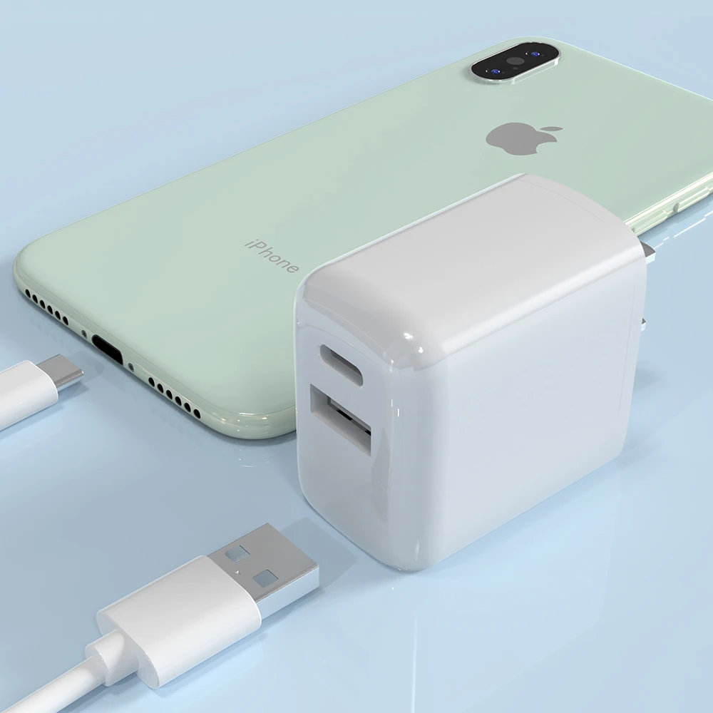

US EU UK Mobile Phone Charger 2 Port USB A+ Type C Pd Fast 20w Wall Charger