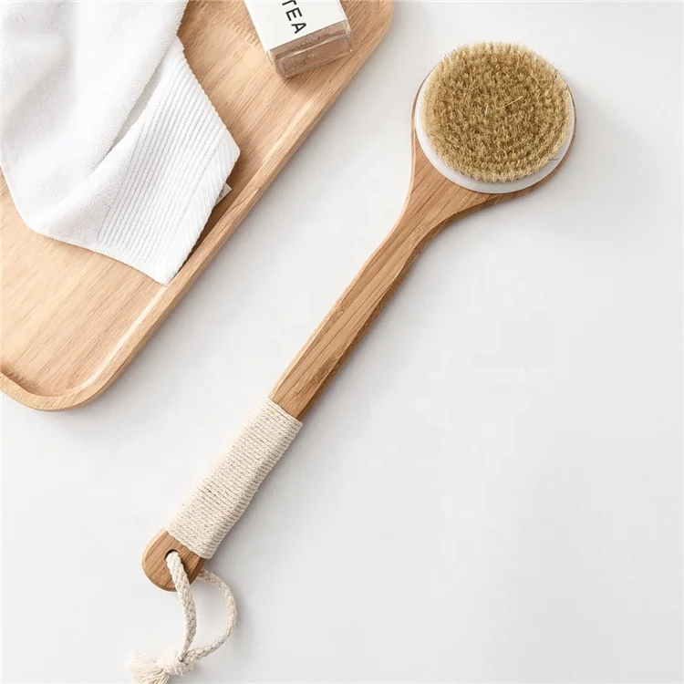 

Professional Bath Brush Wood Long Handle Round Shower Back Exfoliating Brush, One color