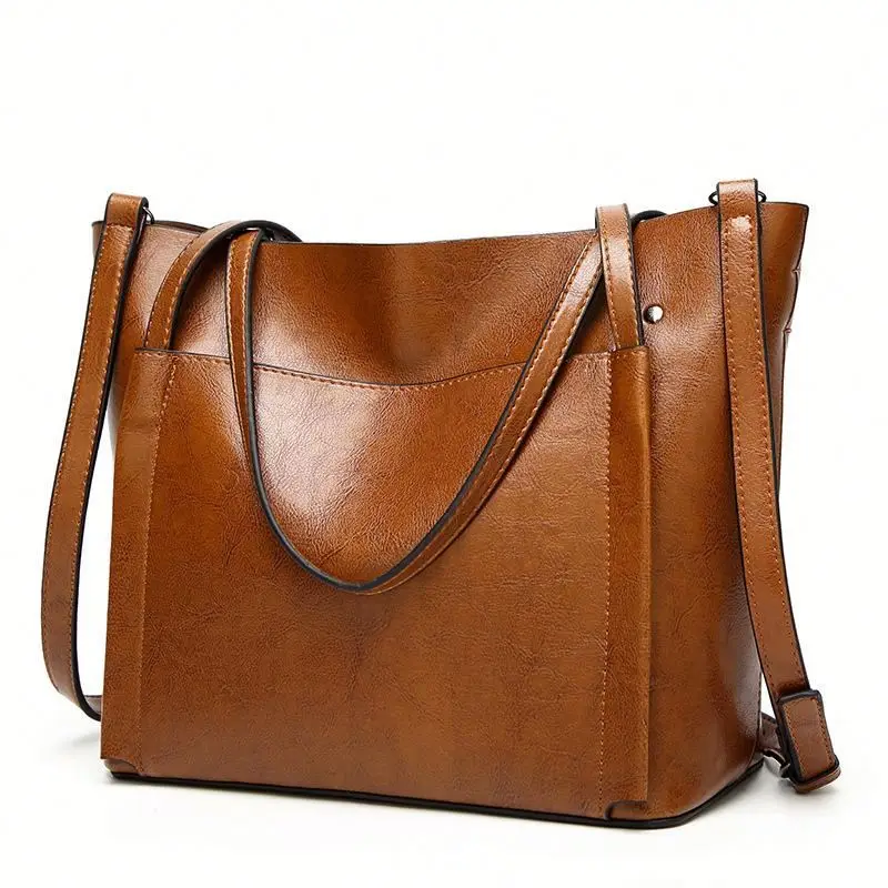 

Hot Selling European Fashion Summer Beach Large PU Leather Office Shoulder Tote Handbags for Women