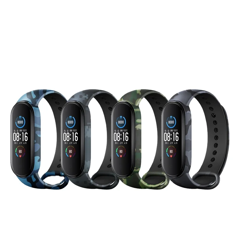 

2020 Newest Design Camouflage Style Silicone Mi band 5 Strap for Xiaomi Band 5, Optional