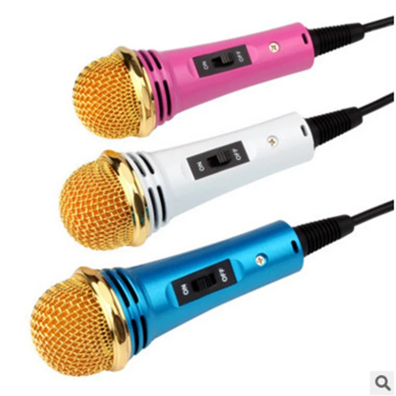 

Portable 3.5MM Jack Karaoke Microphone MIC Handheld Wired Dynamic Cell Phone Clear Voice for Karaoke Vocal Music Performance, Blue/pink/white