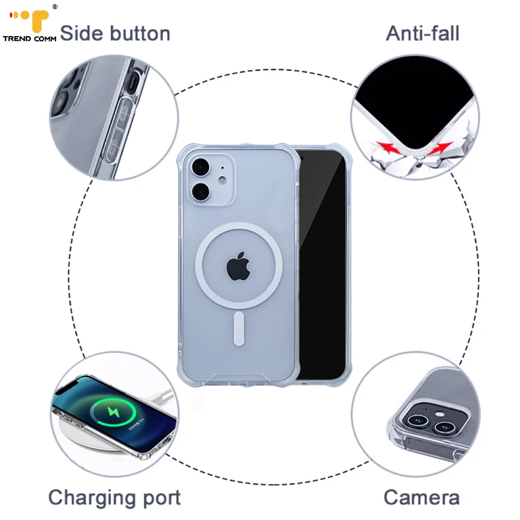 

Anti Fall TPU Acrylic Magnetic Cases For iPhone 12 Pro Case Transparent