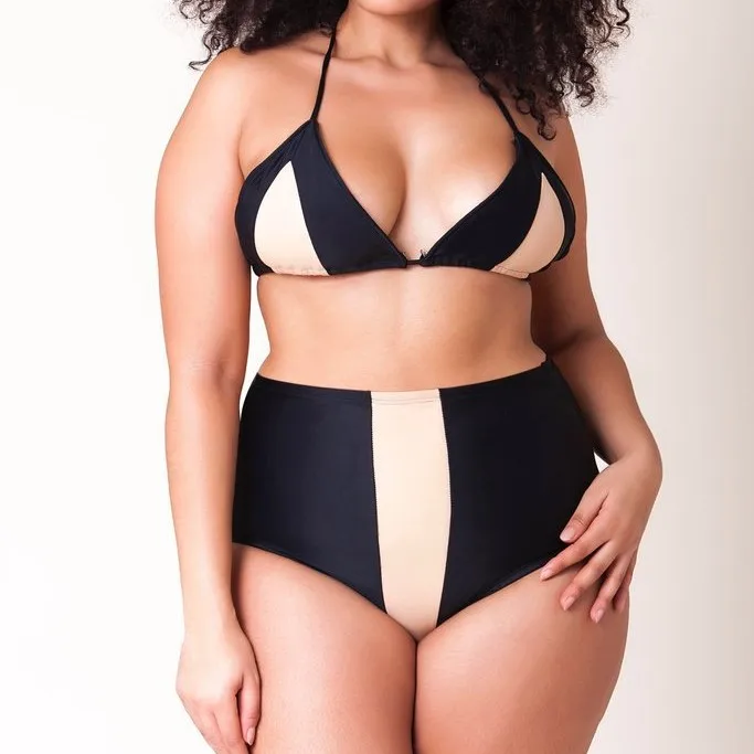 

Women Color Patchwork High Waist Bathing Suits Sexy Bikini Plus Size Swimsuits For Women 2021