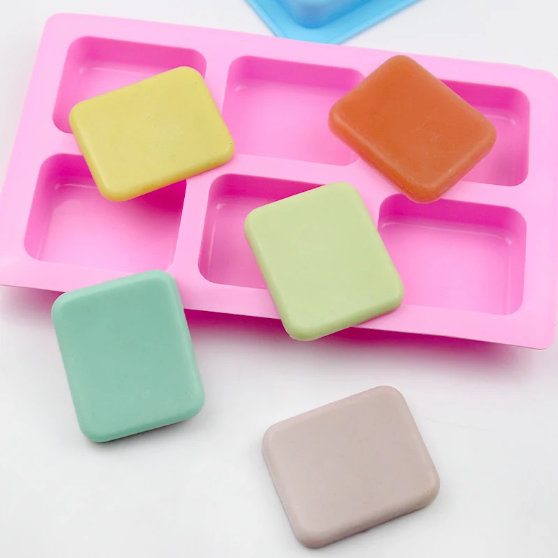 

152 ready to ship silicone mold soap mold 6 hole rectangle shape baking mold, diy soap candle mould, molds silicone