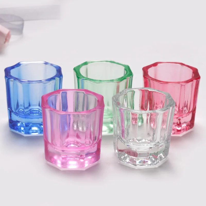 

Colorful Nail Art Mini nail Cups clear Glass Dappen Dish for Nails Art Acrylic Liquid Powder