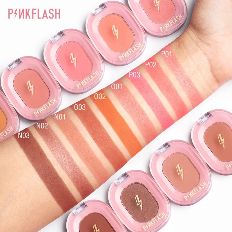 

Matte Shimmer Face Contour Rouge Orange Pink Powder Face Blush Palette Natural Baked Cheek Blusher, 9 colors