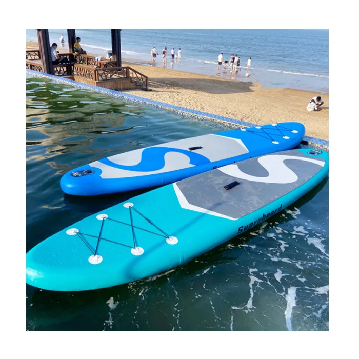 

Drop Stitch Inflatable Surfboard Soft EVA Top Stand Up Paddle Board SUP Board For Water Sports, Lake blue