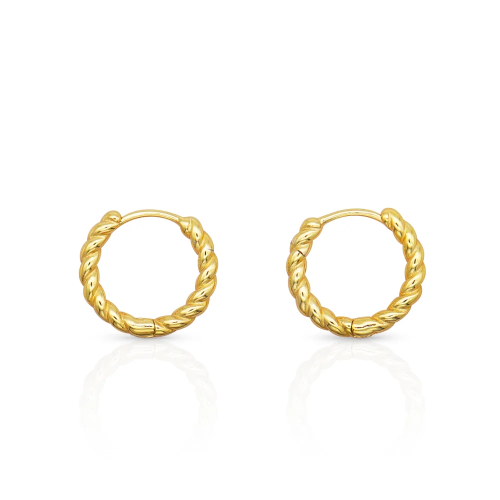 

Chris April fine jewelry In Stock 925 sterling silver 18k Gold Plated Twisted thick Mini Hoop Earrings