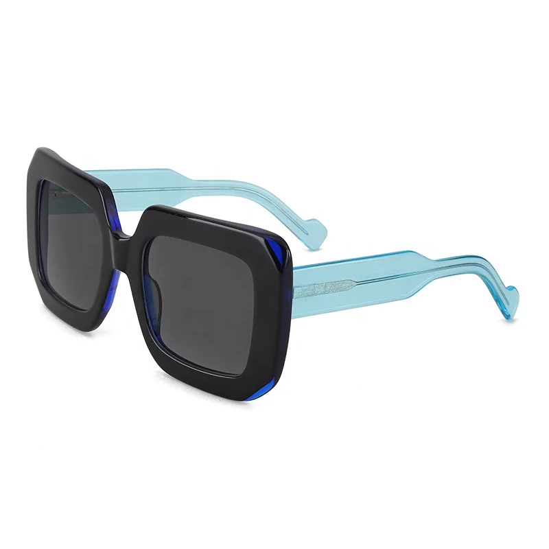 

Fashion Street Shooting Unisex Oversized Ultralight Square Thick Hand-polished Acetate Sunglasses