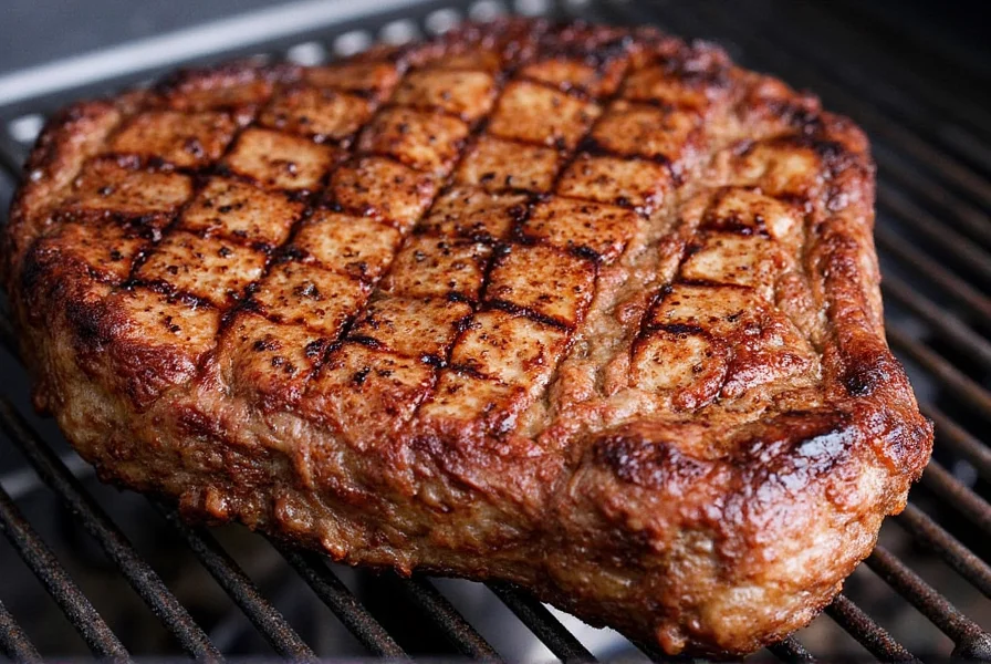 Searing smoked ribeye on cast iron