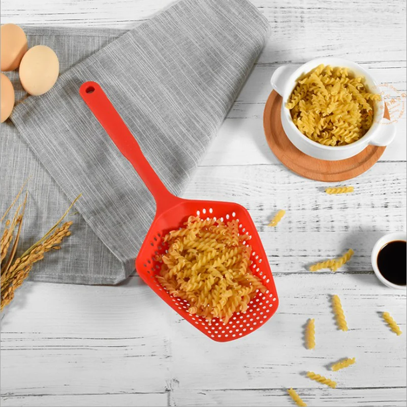 

Kitchen Scoop Colander Strainer Slotted Spoon Spatula Skimmer Turner Slotted Spatula Heat-Resistant Scoop With mesh, As photo