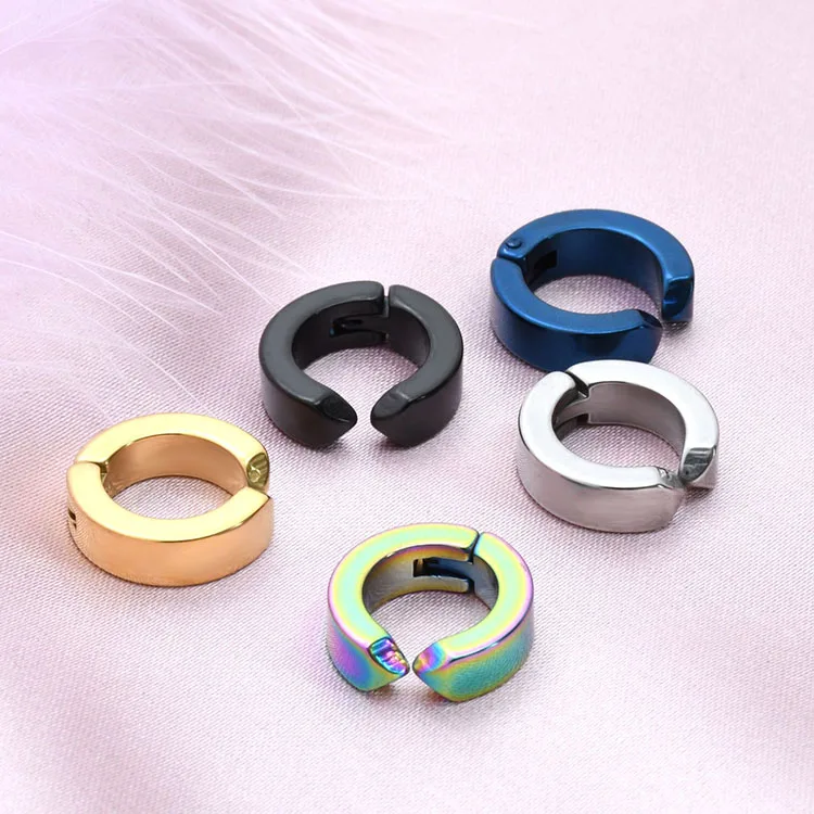 

G2410 Wholesale Punk Stainless Steel Clip On Ears Non Piercing Smooth Blank Cuff Earring for Men Fashion Jewelry Earrings