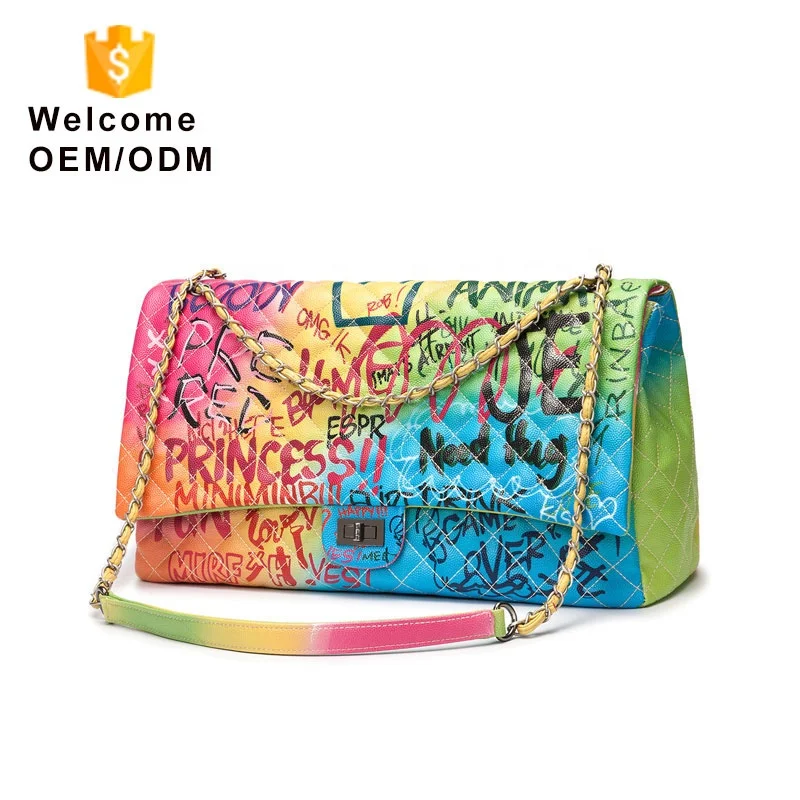 

Sac A Main Femme Shoulder Big Graffiti Handbag Bags Famous Brand Lady Ladies Women Colorful Color Purse Colorful Purses Handbags