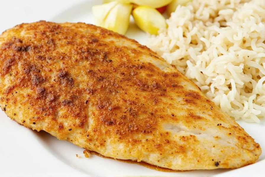 Chef seasoning tilapia fillet with various spices