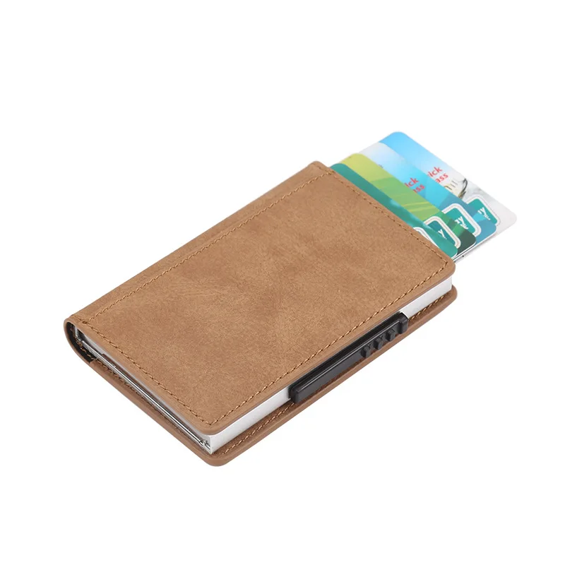 

Classic supple PU leather business card case with custom logo cover card holder, Customized