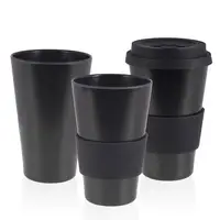 

2019 High quality 400ml travelling biodegradable reusable bamboo fibre coffee cup with silicone lid