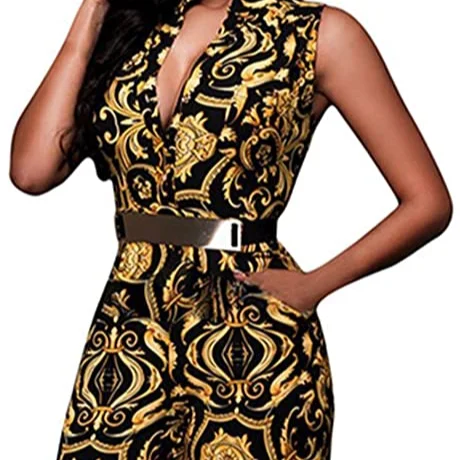 

Fashion Clothing For Women O-Neck Stripped Loose Bodysuit Jumpsuit, Black