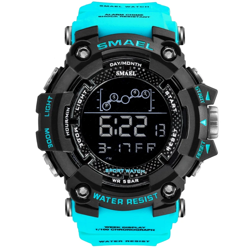 
2019 Smael 1802 military sport LED digital man wristwatches 5ATM water resistant with TPU rubber strap 