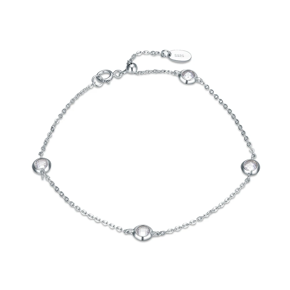 

RINNTIN SB76 fashion korean jewellery wholesale 925 sterling silver silver charm chain bracelet for women