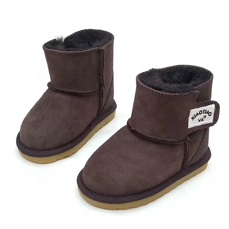

Wholesale Warm and Soft Waterproof Kids Snow Boots Ankle Real Leather Casual Light Western Cow OEM Customized Kids Shoes