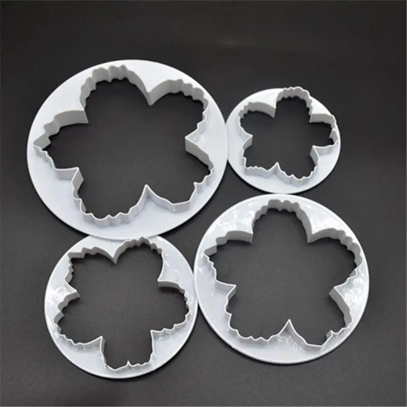 

DIY Baking 4pcs Peony Plastic Press Stamp Cutting Cake Cookies Biscuit Fondant Clay Decoration Shaping Mold Accessories Supplies
