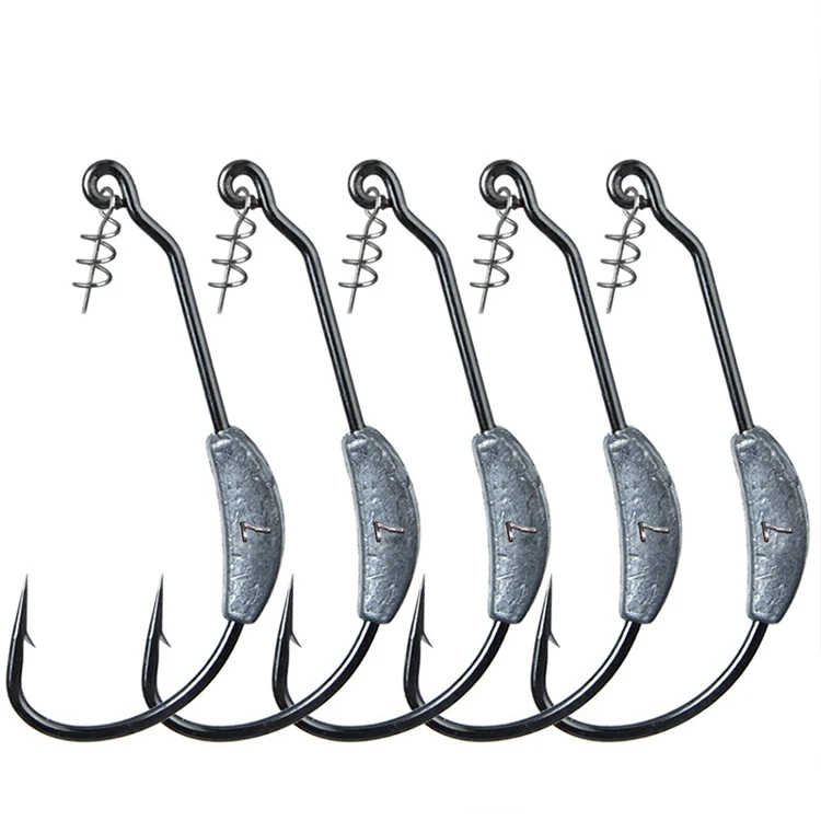 

Hot Sale 5pcs 2g 3g 4g 5g 7g High Carbon Steel Sequins Spoon Lead Jigging Soft Worm Lure Crank Hook Set With Spring Lock Pin