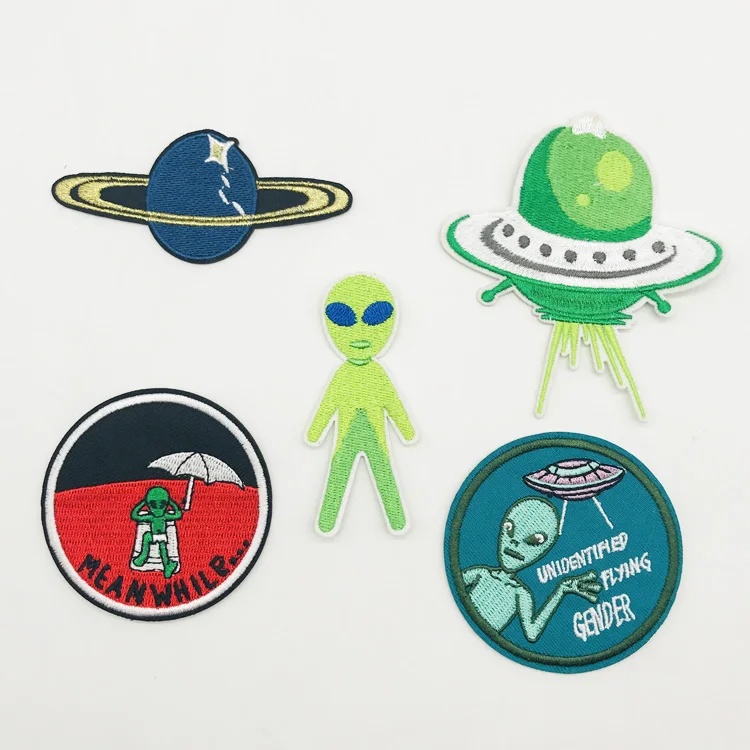 

Wholesale Alien UFO Embroidery Patch 5pcs Combined Patches For Clothing DIY, Custom