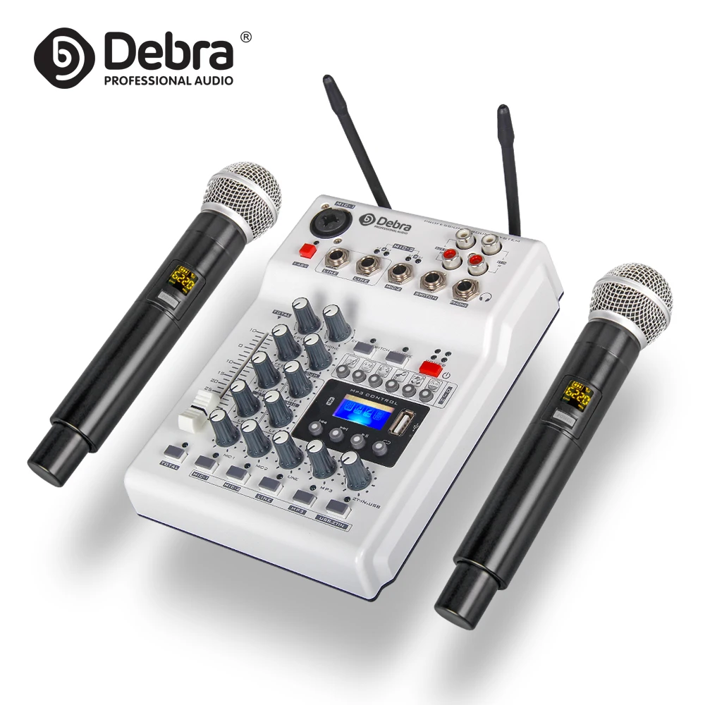 

Debra Audio UHF dual channel wireless microphone Handheld mic audio mixer for PC recording karaoke Live broadcast