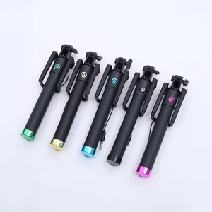 Universal phone wire-control black portable folding selfie stick