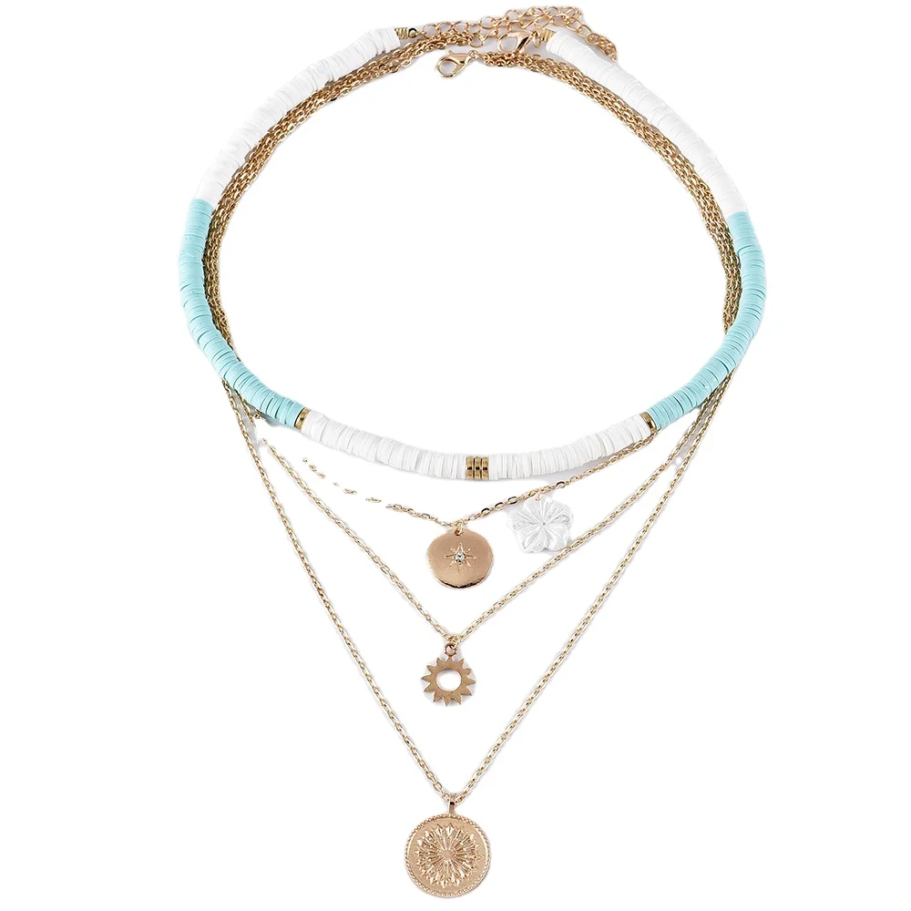 

2021 Women Charm Pendant Multi Layered Necklace Sets, Gold/oem