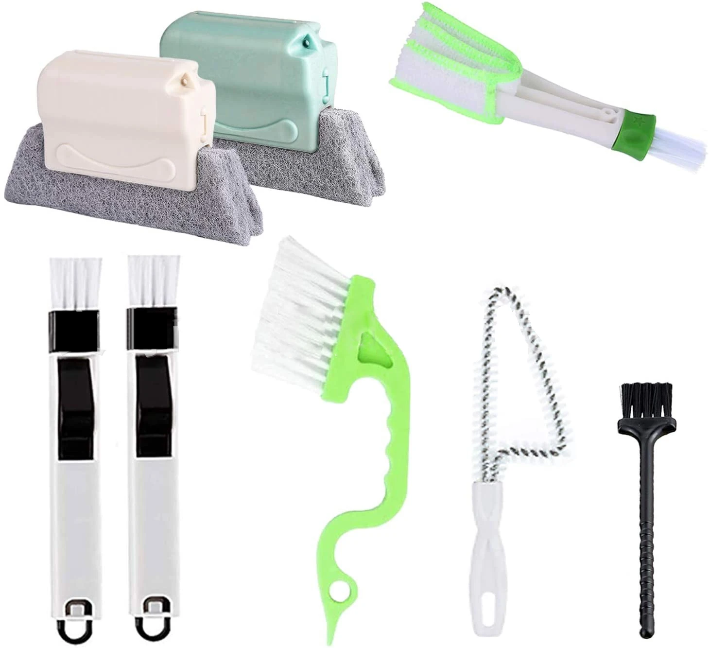 

A3607 Household 8pcs/set Gap Cleaner Tools Trough Dust Wiper Groove Brushes Cleaning Window Ditch Brush Set, As pic