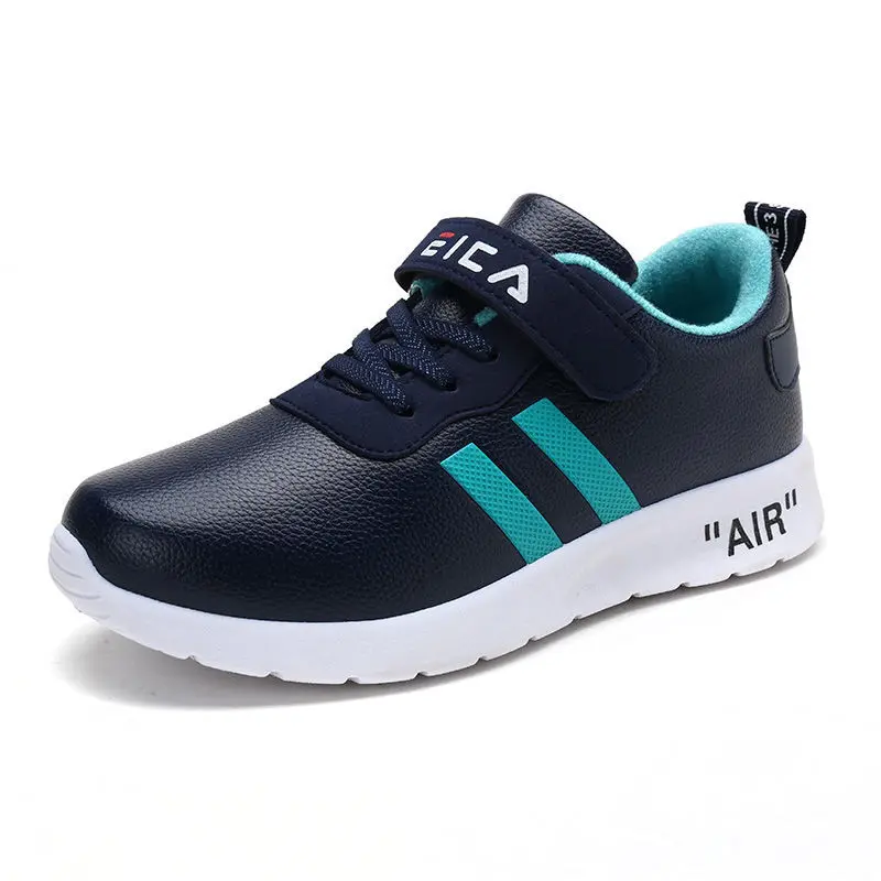 

School boy running children's leather waterproof shoes boys' sneakers