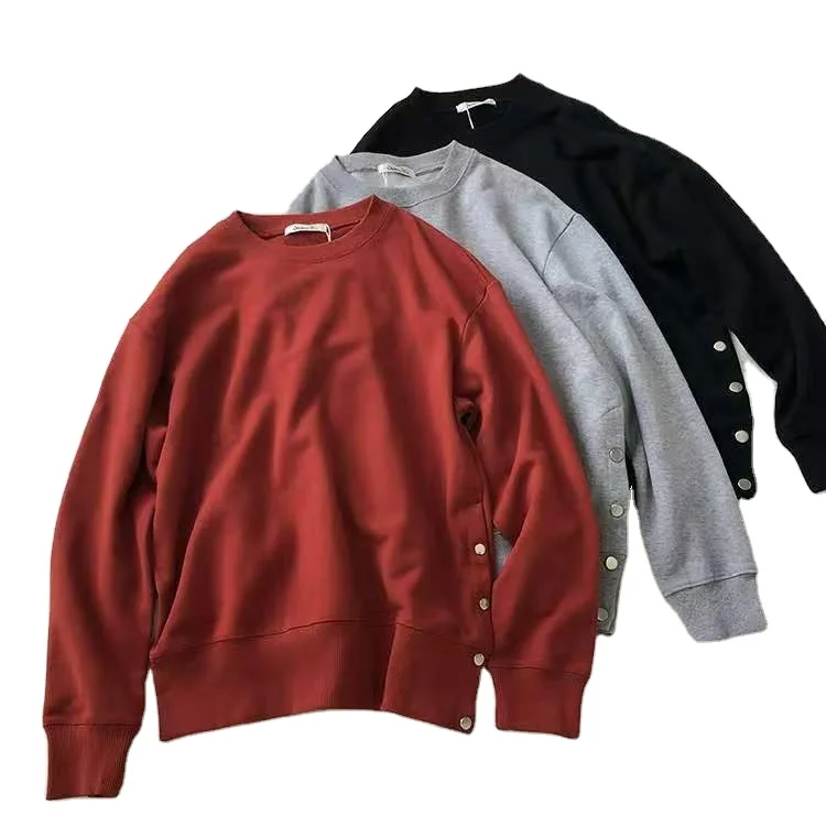 

Customized Split Simple Design Solid Color Casual Pullover Women Sweater Jacket, Picture shows