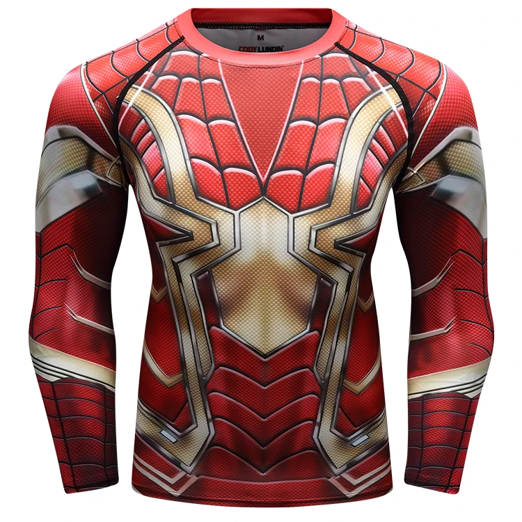 

CustomFull Sublimation 3d Printing Superhero Tight T-shirt Polyester Spandex O-Neck Printed T-shirt