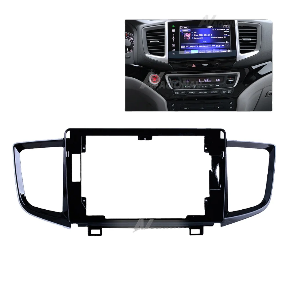 

Double Din Car Radio Fascia Panel for HONDA Pilot 2016+ UV BLACK Dash Kit Install Console Panel Plate Trim Adapter Installation